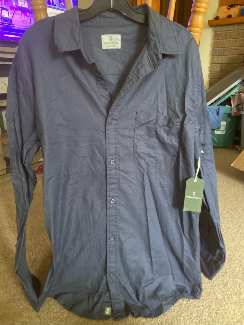 Mutual Weave Big & Tall Ombre Blue Button Up Shirt NWT Size LT